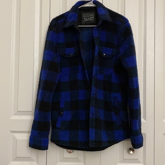 Levi’s Blue & Black Buffalo Check Sherpa Jacket